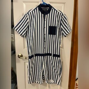 RomperJack XXL Hampton Male Romper | Blue White Stripe / Nautical Sailor